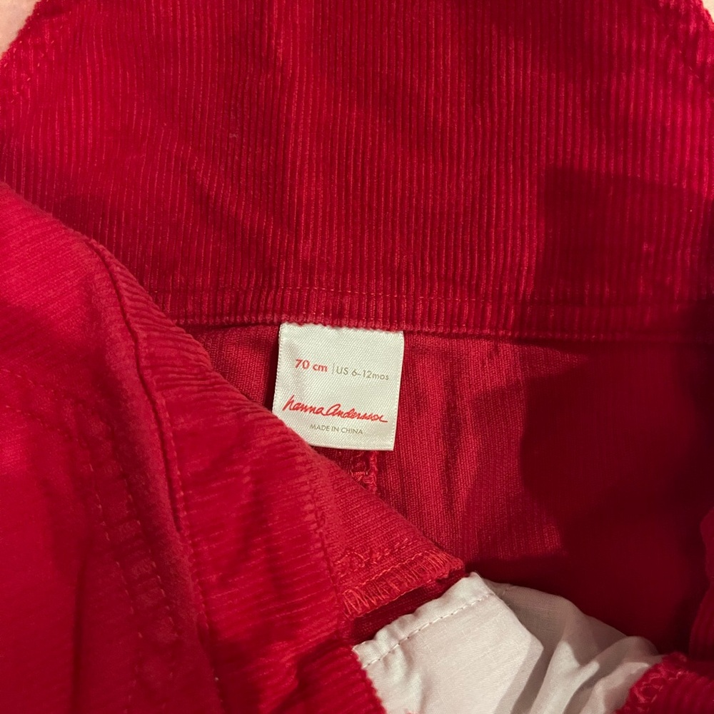 Hanna Anderson Red Corduroy Overalls 6-12 - Picture 3 of 3
